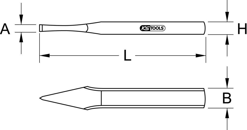 KS Tools Kreuzmeißel, flach oval, 7x175 mm