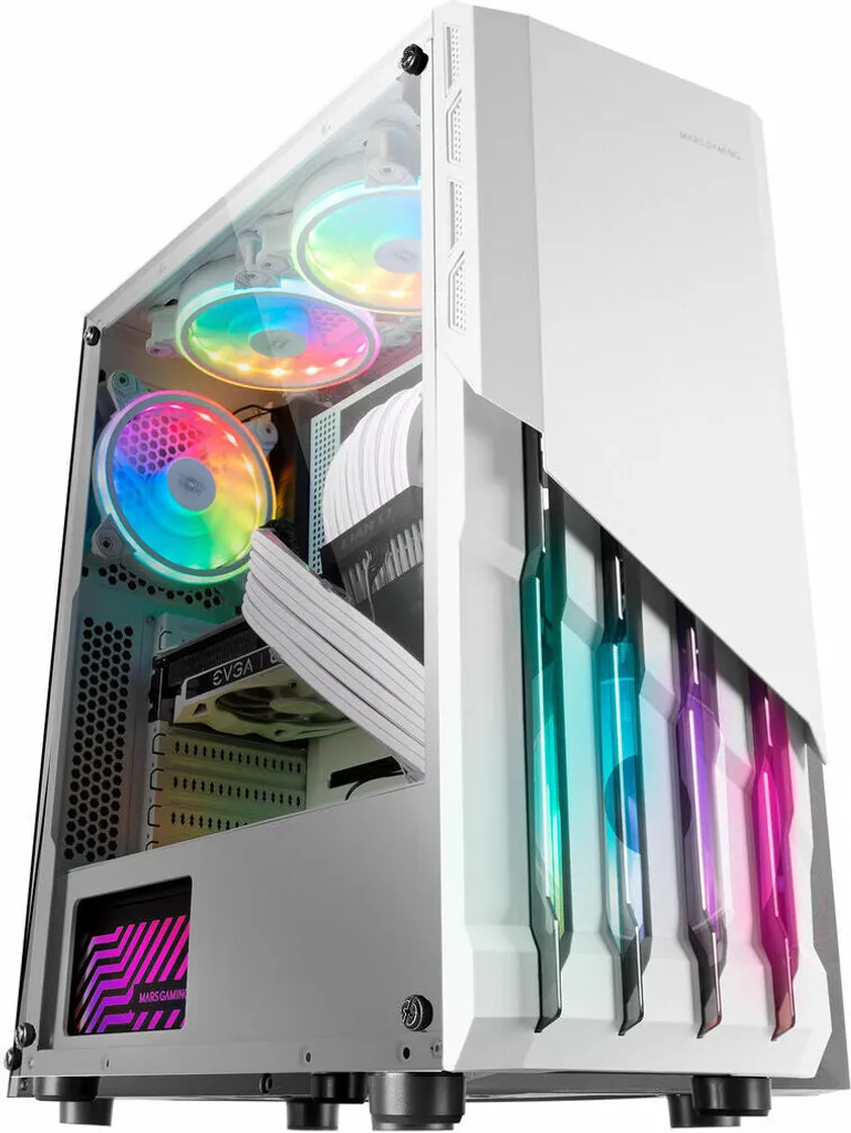 Boîtier Tour PC Mars Gaming MC-X2 Blanc Idéal pour Configuration Gaming
