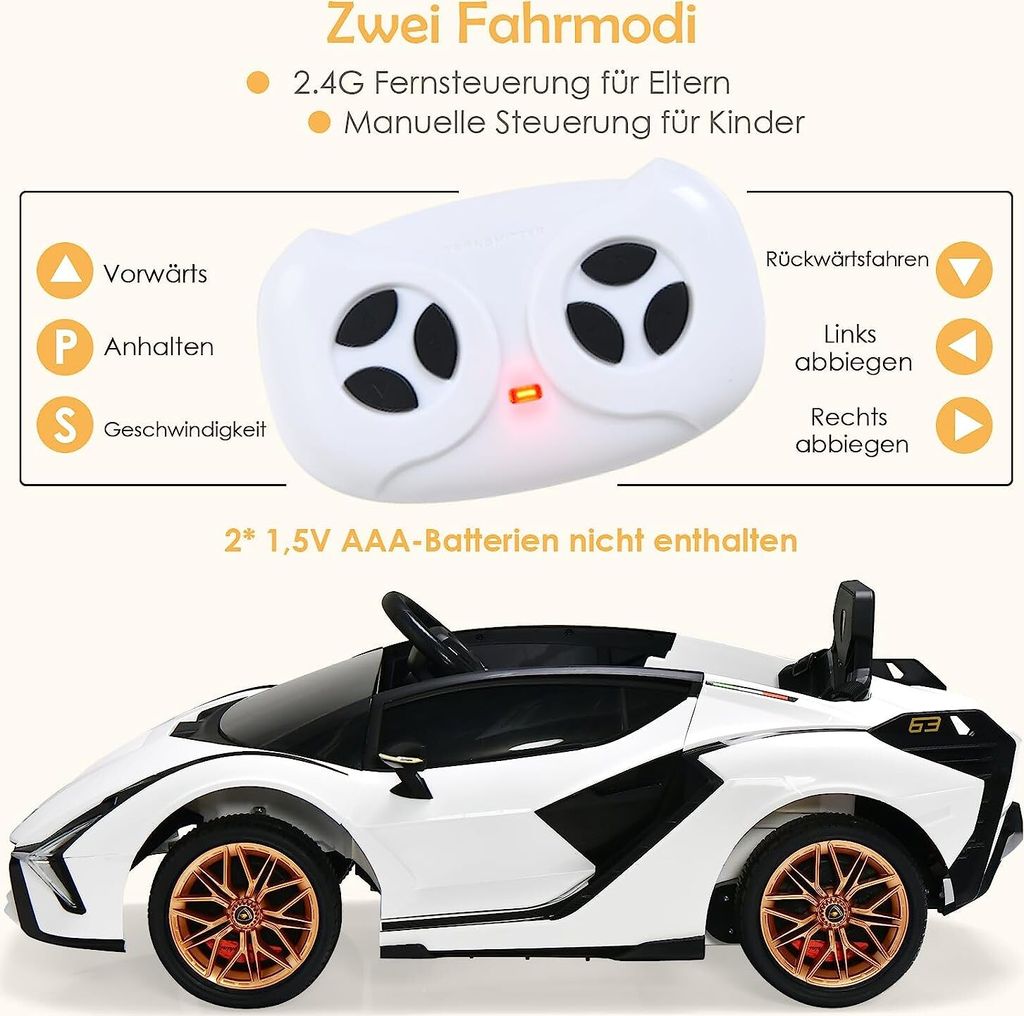 Samochód elektryczny dla dzieci COSTWAY 12V Lamborghini z Zdjęcie produktu 2