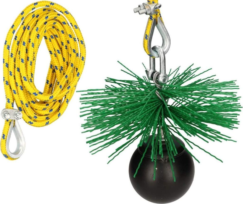 KOTARBAU Schornsteinbesen SET Aus Kunststoff 100 mm, Seillänge - 12 m Kaminbesen Plewa Keramik Edelstahl Rohr Zuggewicht Zugseil Rußbesen Kamin...