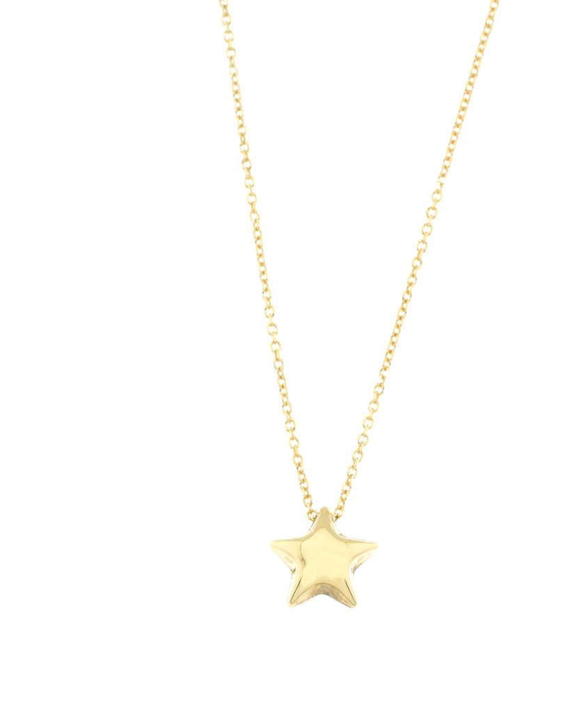 New Bling 9NBG-0480 Gold-Halskette mit Anhänger - Damen - Stern - 6,2 x 6,5 mm - Ankerglied - 0,8 mm dick - 42 + 3 cm - 14 Karat - Gold