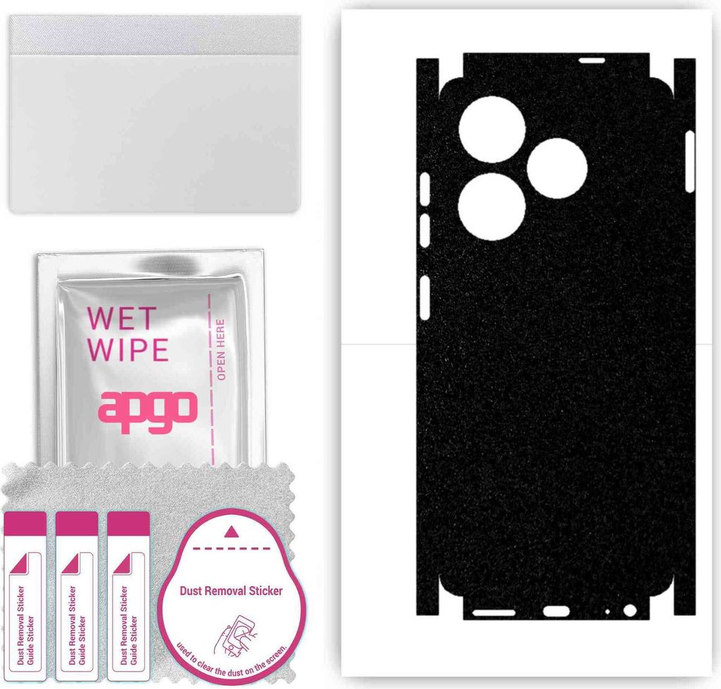 apgo Rückseite + Seiten Schutzfolie, Skin, kompatibel mit Tecno Spark Go 2024, Hinten Displayschutzfolie aus Vinylfolie, kratzfest, einfache Monta...