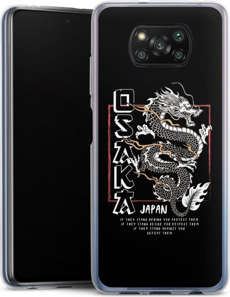 DeinDesign Handyhülle für Xiaomi Poco X3 nfc Silikon Hülle Case Smartphone Schutzhülle Drache Japan Meer