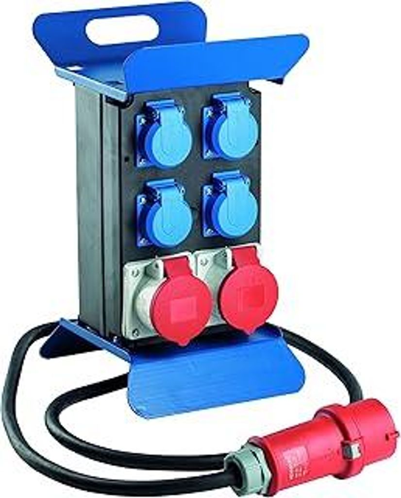 as - Schwabe Tragbarer Stromverteiler STECKY 1 - CEE Stecker 400V/16A/5polig - 4x Schuko und 2x CEE Steckdosen 16A – Mobiler Adapter – Verteile...