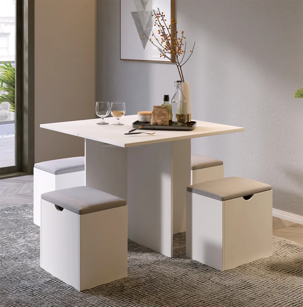Mondeer Ensemble Table à Manger avec 4 Tabourets de Rangement Pratiques - 2