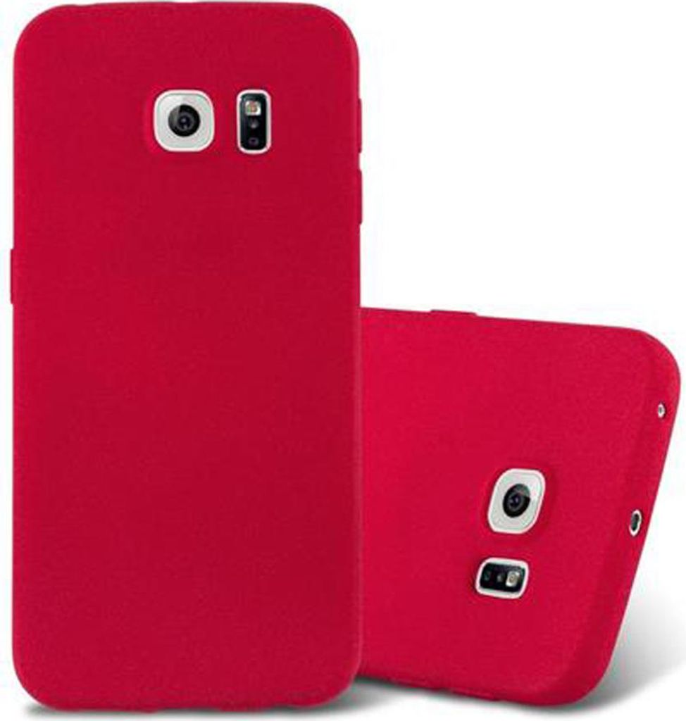 Cadorabo Schutzhülle für Samsung Galaxy S6 EDGE Hülle in Rot Handyhülle TPU Etui Cover Case