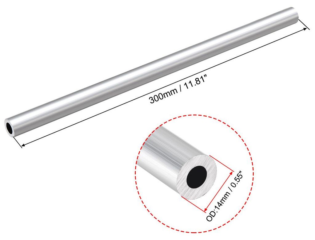6063 Aluminium Rohr 300mm L?nge Aluplatte Rundrohre, Aluminium Rundrohr 14mm Au?endurchmesser Aluprofil Rohre, Alurohr 7mm Innendurchmesser Alumini...