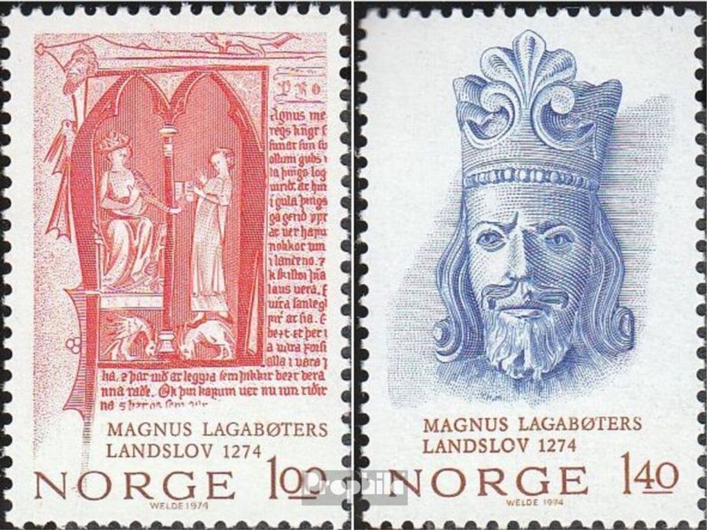 Briefmarken Norwegen 1974 Mi 683-684 (kompl.Ausg.) postfrisch König Magnus Lagaboter