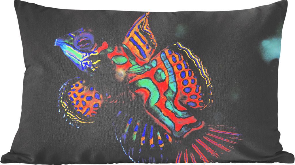 MuchoWow Zierkissen Sofakissen Wohnzimmer Dekokissen 50x30 cm Fisch - Farbe - Makro - Wohnzimmerdekoration - Polster mit Photo