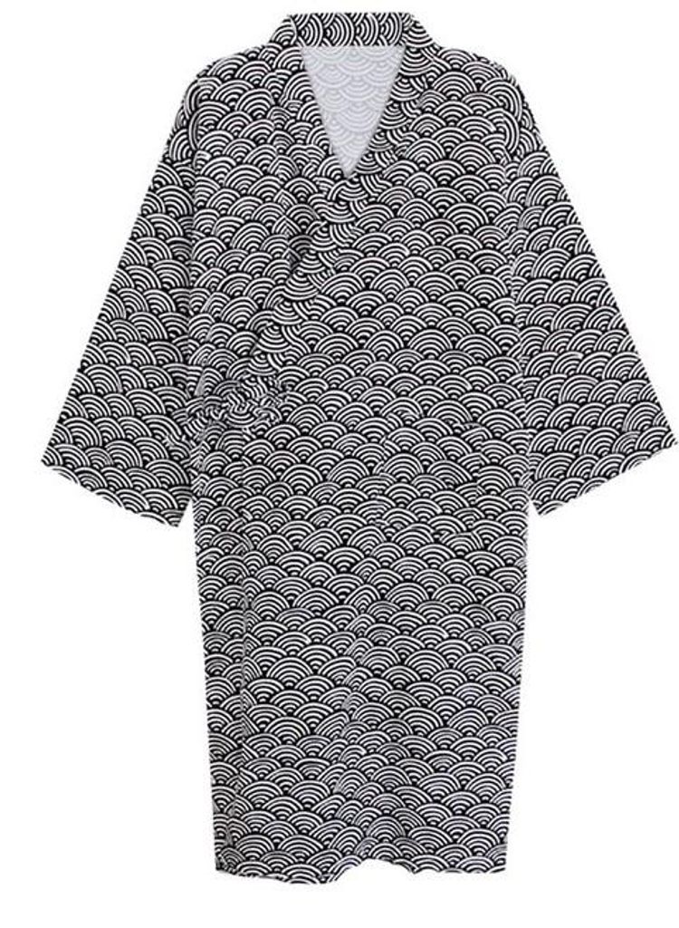Leichtes Sommer-Kimono aus 100% Baumwolle schwarz