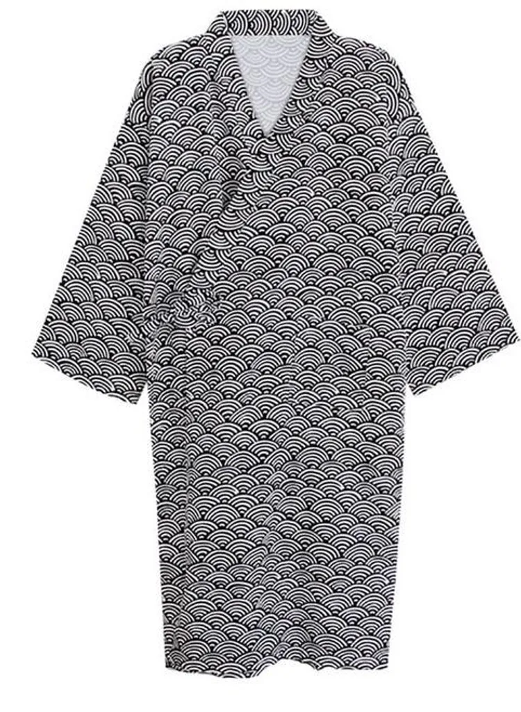 Kimono coton noir 100% naturel - Tissu ultra respirant et séchage rapide