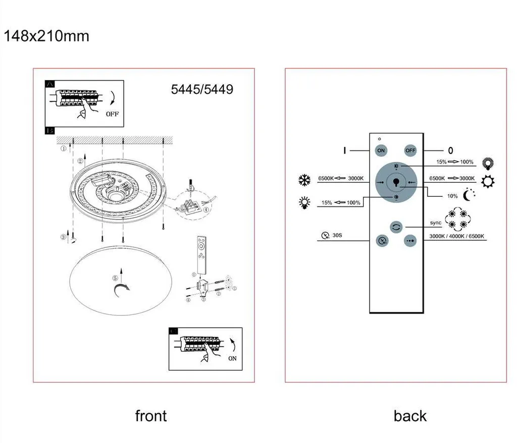 Plafonnier LED connecté effet étoilé blanc 36W dimmable avec timer - 5