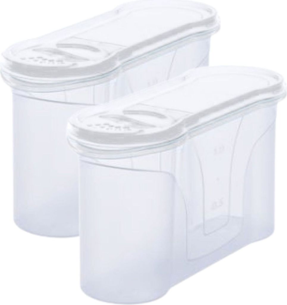 Novaliv Schüttdosen 2er SET Vorratsdose zum Streuen 1,3 Liter - Maße (LxBxH): 22 x 13 x 8,5 cm - Dose mit Deckel 1l für Müsli Mehl Zucker Dosen...