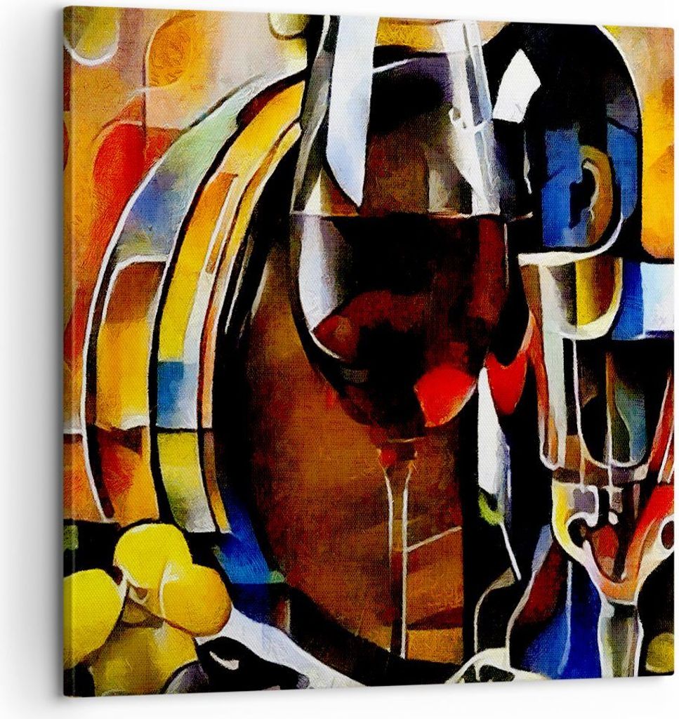 Bild auf Leinwand - Leinwandbild - Wein Abstraktion - 60x60cm - Wand Bild - Wanddeko - Wandbilder - Leinwanddruck - Bilder - Kunstdruck - Wanddekor...