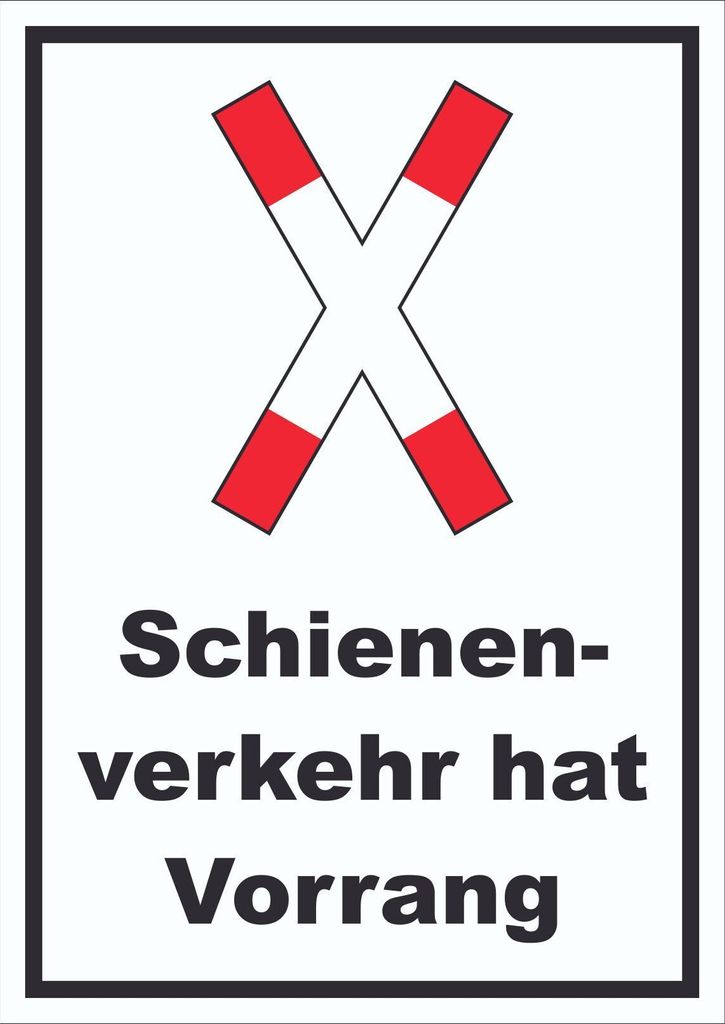 Schild Vorrang Schienenverkehr A4 Rückseite selbstklebend