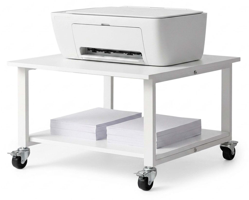 Relaxdays printertafel met wielen, 2 niveaus, hoogte x Productafbeelding 