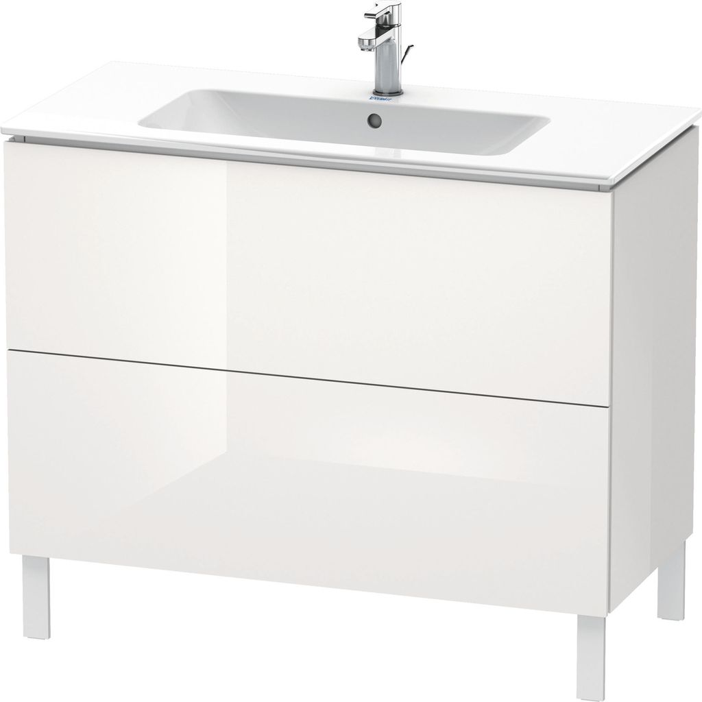 Waschtischunterbau L-CUBE 1020x481x704mm weiß hochglanz weiß hochglanz