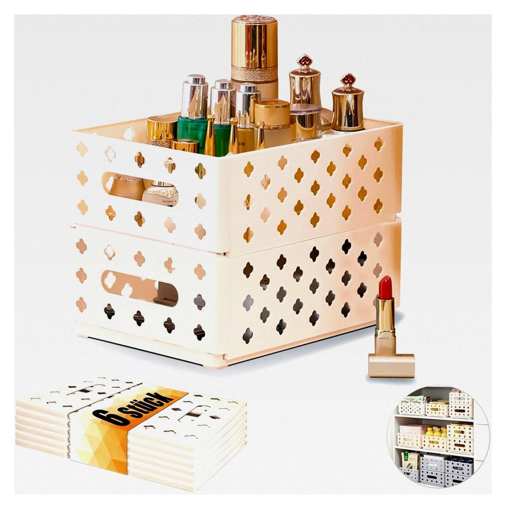 6 Stück Faltbox Klein (26,5×20×10 cm), Aufbewahrungsbox für Organisation und Klassifizierung, Kleiner Korb für Küche und Schrank, Faltbare Bo...