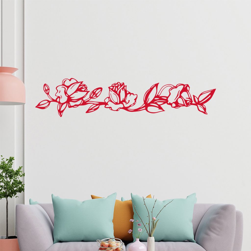 Blumen - Ranken Wandtattoo in 6 Größen - Wandaufkleber Wall Sticker - Dekoration, Küche, Wohnzimmer, Schlafzimmer, Badezimmer