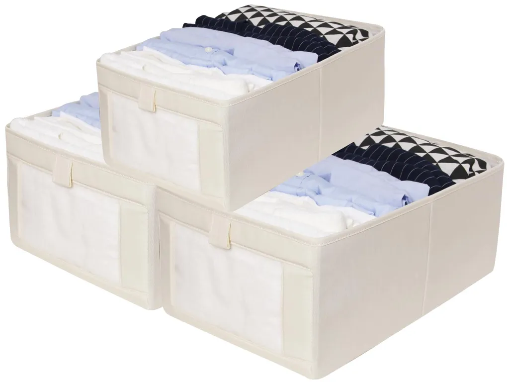Boîte de rangement pliable grise lot de 3 pour armoire et dressing