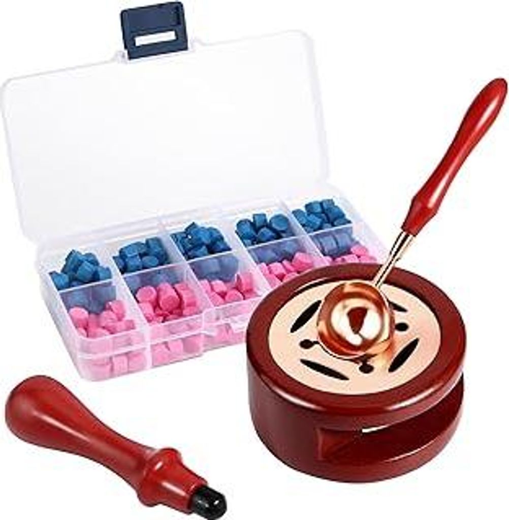 Wachssiegelwärmer Schmelzset, Wachssiegel Stempel, Wachssiegel Stempel Set, für Kunsthandwerk Siegelstempel Tool DIY Hochzeit Einladung