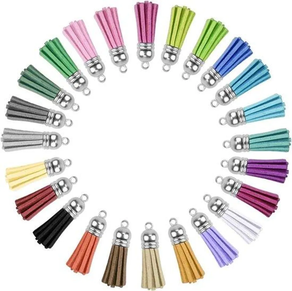 Pendentifs Glands en Cuir 38 mm Argent pour Création de Bijoux x30