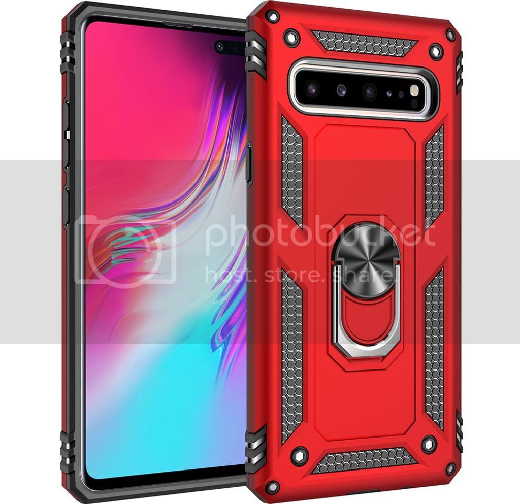LaimTop Galaxy S10 5G Hülle, Hybrid Robuste Rüstung Drehbarer Ring Halter Ständer Dual Layer Hard PC + TPU Stoßfest Schutzhülle für Samsung G...