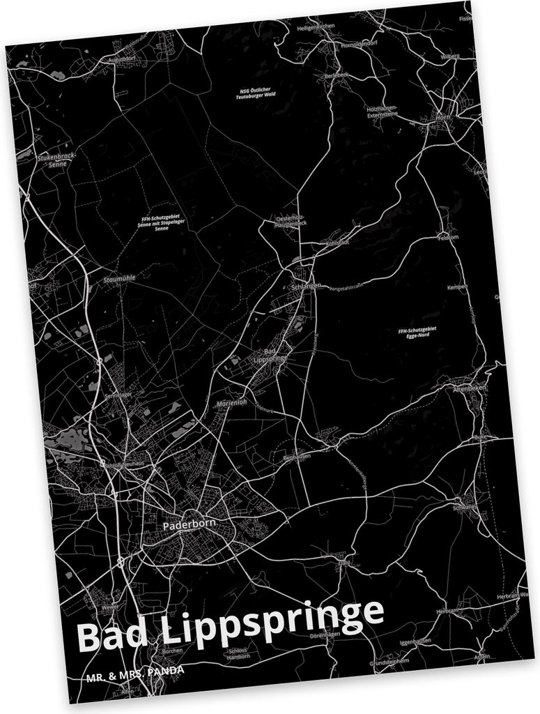 Mr. & Mrs. Panda Postkarte Bad Lippspringe - Geschenk, Stadt, Postkarten, Fotokarte, Grußkarte, Dorf Karte Landkarte Map Stadtplan, Ansichtskarten...