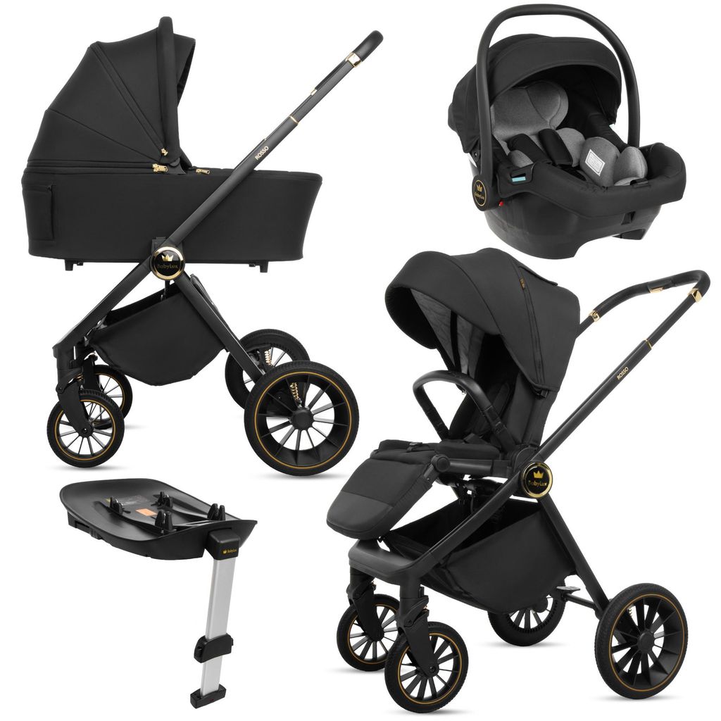 BabyLux® Kinderwagen 4in1 Set ROSSO, Schwarz, Faltbar Produktbild 