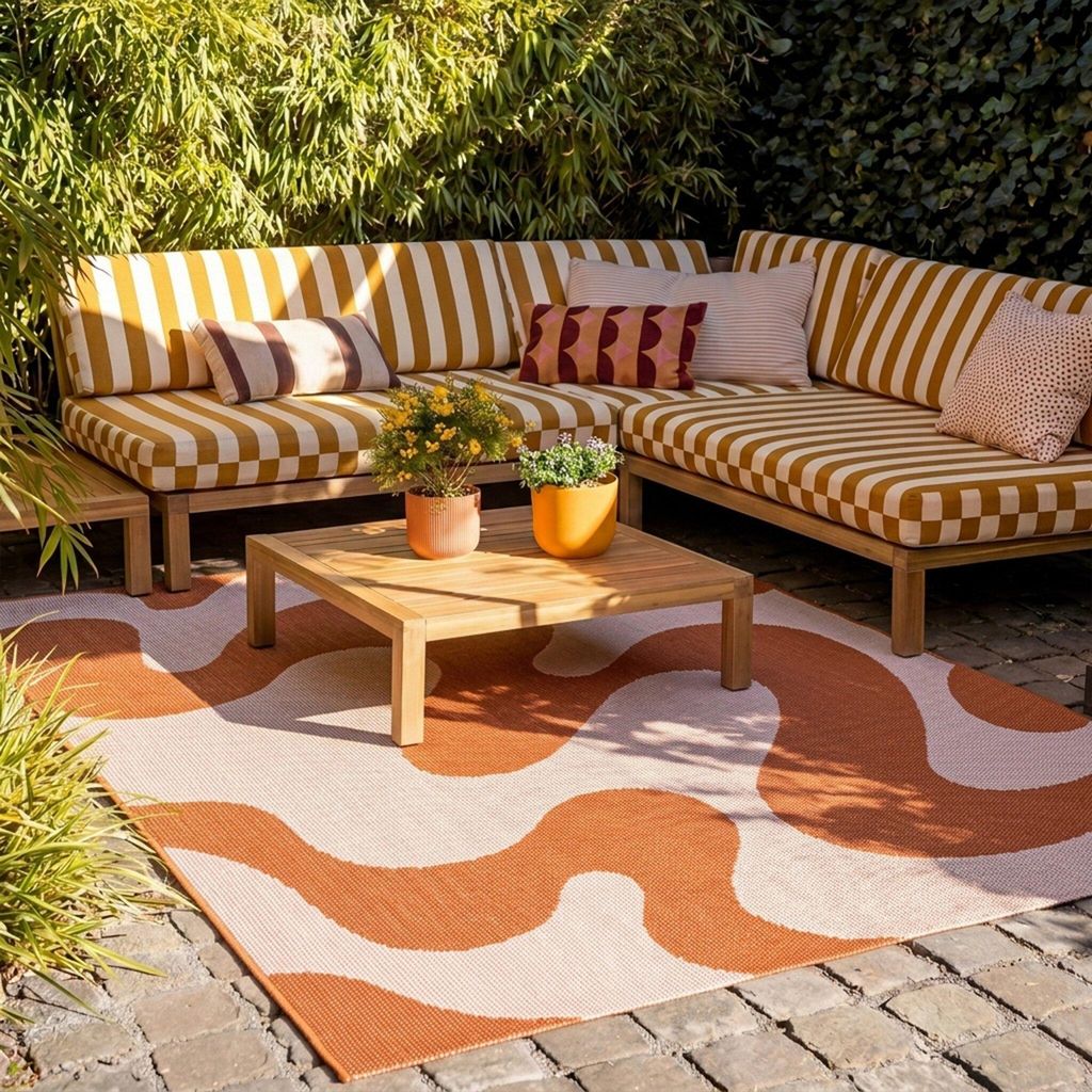 Volero - Dywan zewnętrzny - Summer Swirl Terakota - 80x150 Zdjęcie produktu 