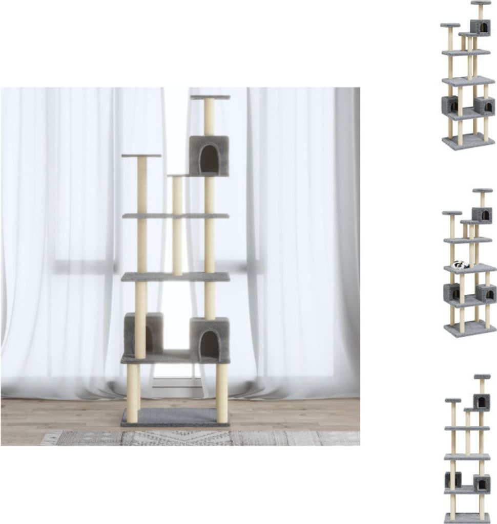 vidaXL Kratzbaum mit Sisal-Kratzsäulen Hellgrau 188 cm - Kratzbäume