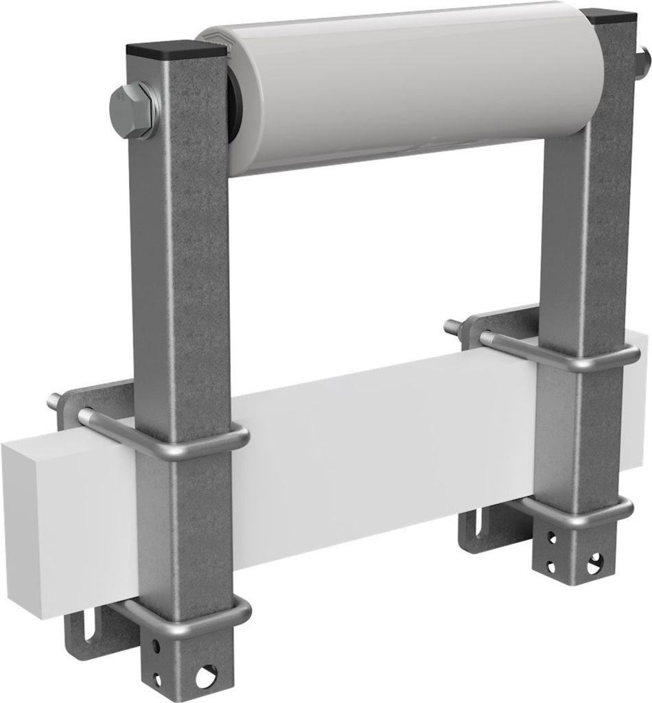 Polyurethan Seitenrolle mit Stützen Sliprolle Bootstrailer Sliphilfe verzinkt SUPROD, B=250, L=350 mm, grau