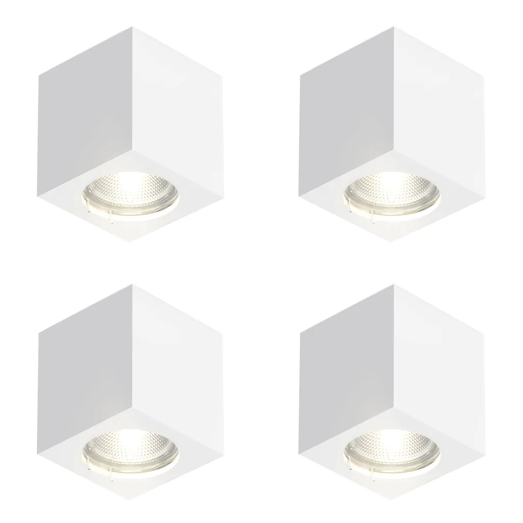 ZMH Lot de 4 Spots en Plâtre Blanc GU10 Carré Moderne Plafonnier Max 40W