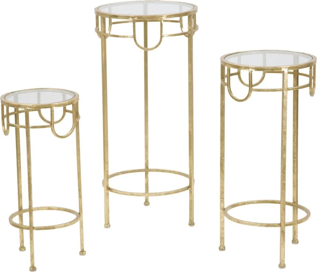 Meuble Support TV Doré 33cm Set de 3 Pièces - Mobilier de Salon Moderne