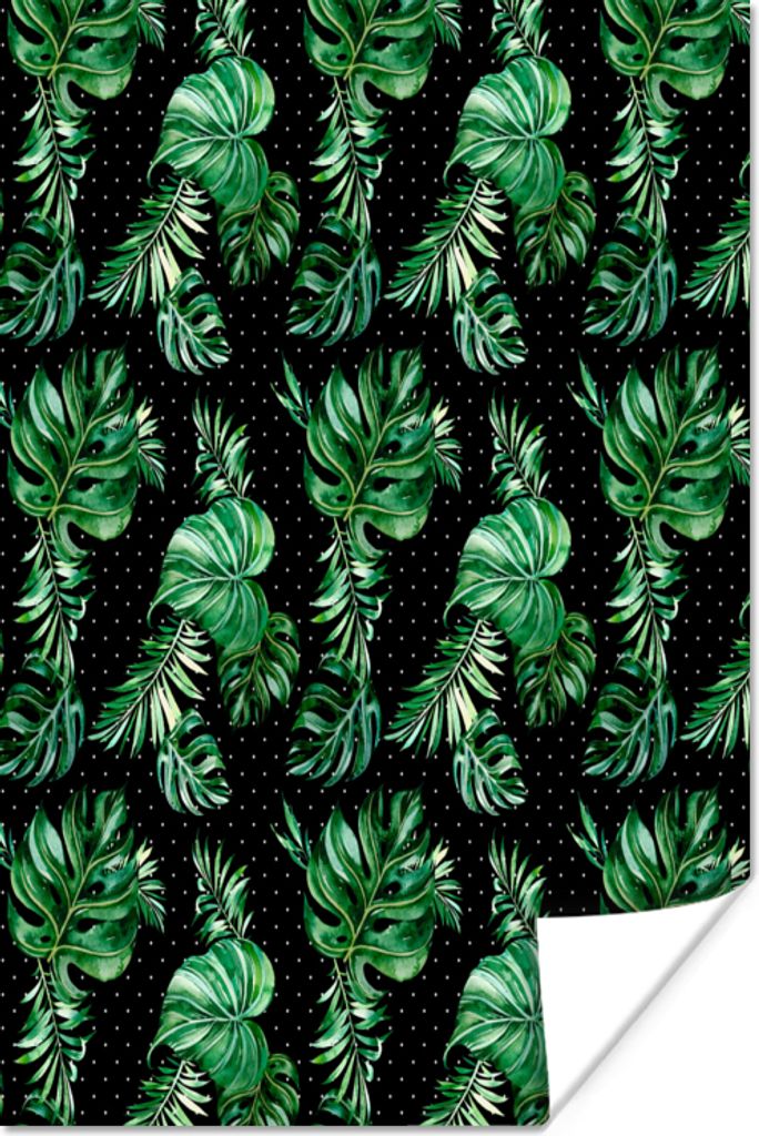 MuchoWow Poster Blumen - Blätter - Monstera 40x60 cm - Plakate für die Wand - Poster Babyzimmer