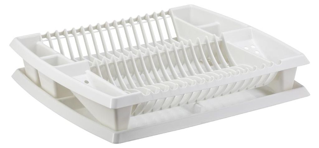 plast team Geschirrablaufkorb mit Tablett weiß Produktbild 