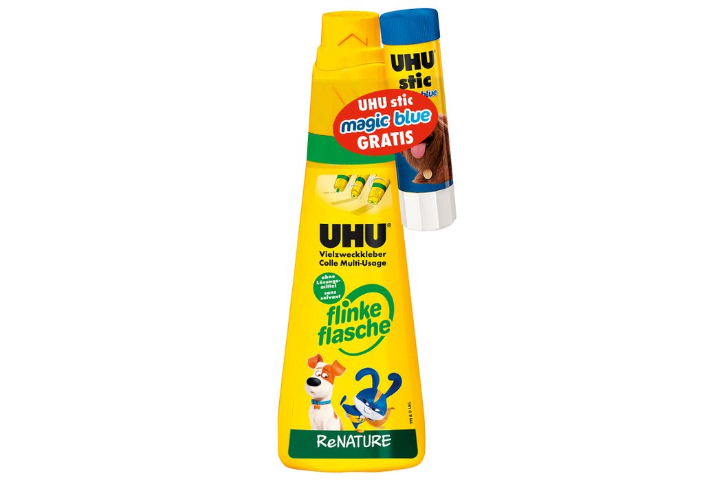 UHU Alleskleber flinke flasche 100 g + gratis Klebestift Produktbild 