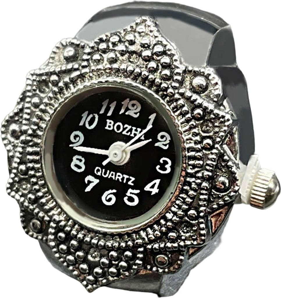 Paar-Ring mit eingelegtem Strass-Valentinstag-Geschenk, Legierung, modische Quarzuhr, Liebhaber-Ring, Schmuck-Accessoire-Schwarz