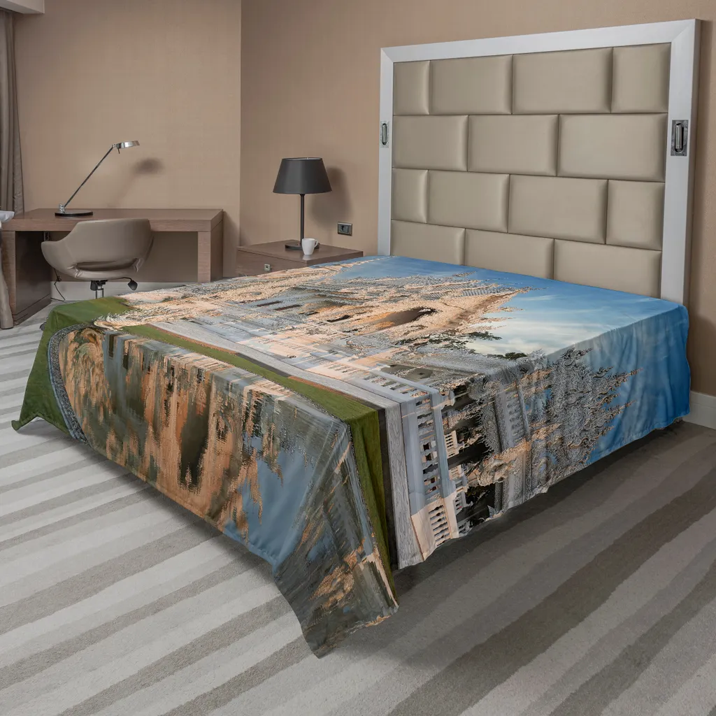 Lenzuolo ABAKUHAUS Decorativo 266x260 cm Bianco Verde Blu Elegante