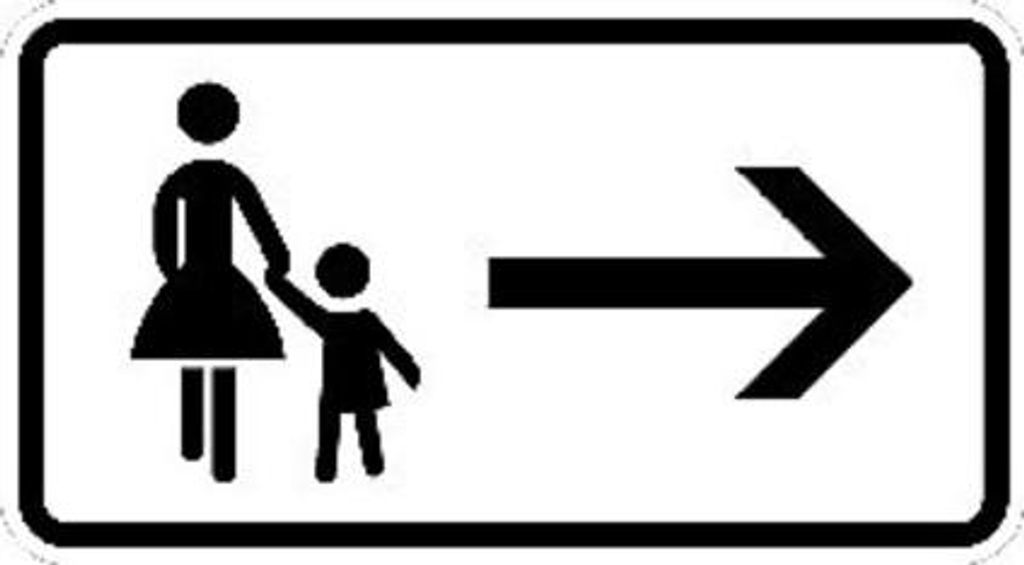 Zusatzschild 1000-22, 330x600mm Fußgänger rechts halten RAL-Gütezeichen Folie RA1