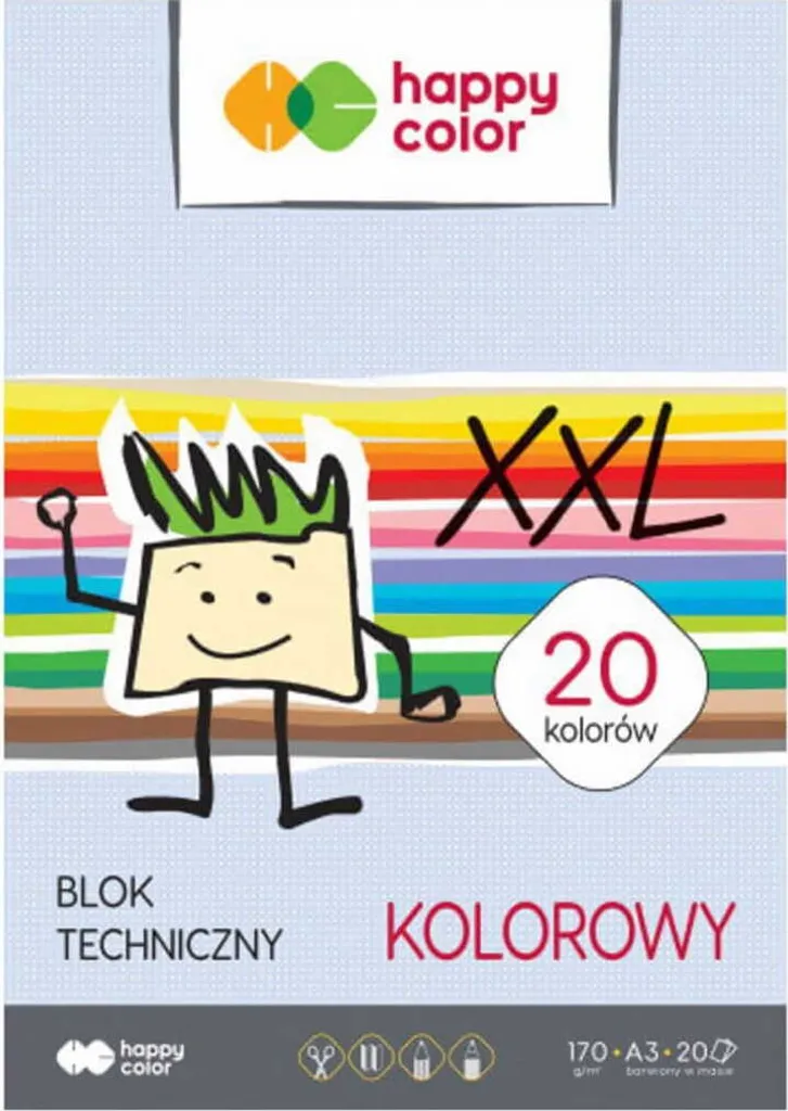 Papier à dessin couleur A3 170g Happy Color bloc pour arts plastiques