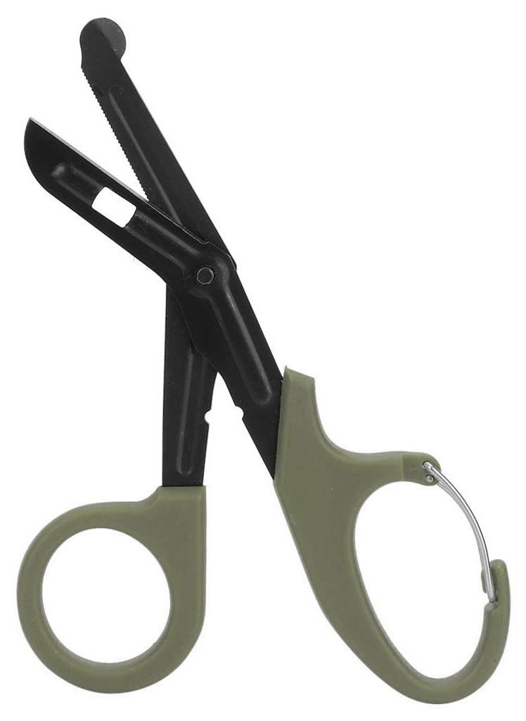 Edelstahl-Verbandschere mit feinen Zähnen, Erste-Hilfe-Notfallwerkzeug (Militärgrün)