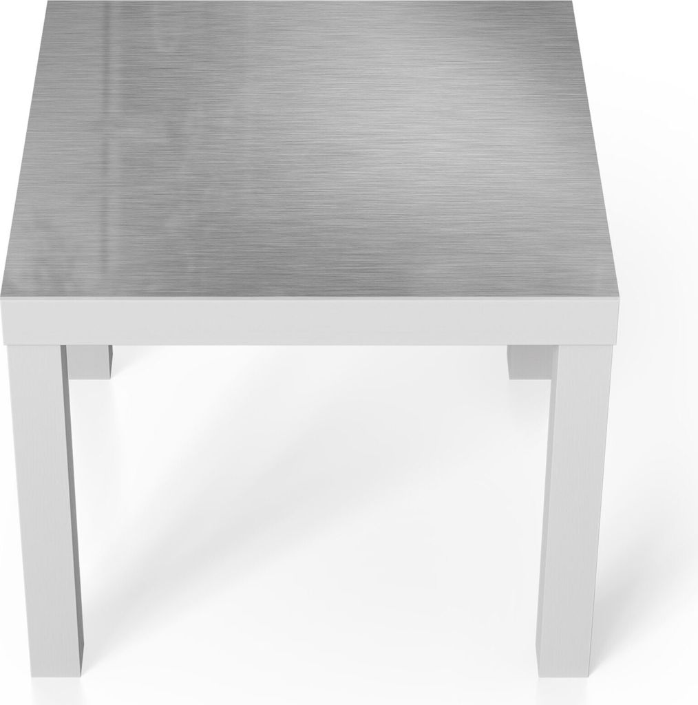 DEQORI Couchtisch 55x55 cm Weiß 'Gebürsteter Stahl' Glas Beistelltisch