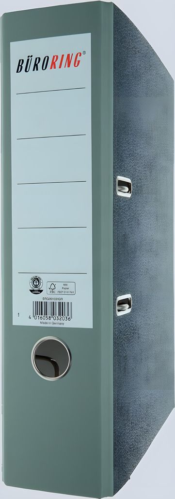 Büroring Ordner, DIN A4, Wolkenmarmor, 80 mm, breit, geklebtes Rückenschild, grau