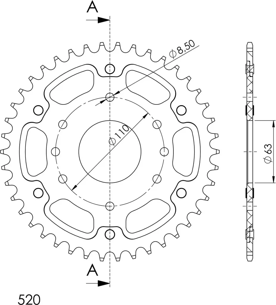 Couronne Bimétal Supersprox Stealth 42 Dents Orange 520 Haute Durée