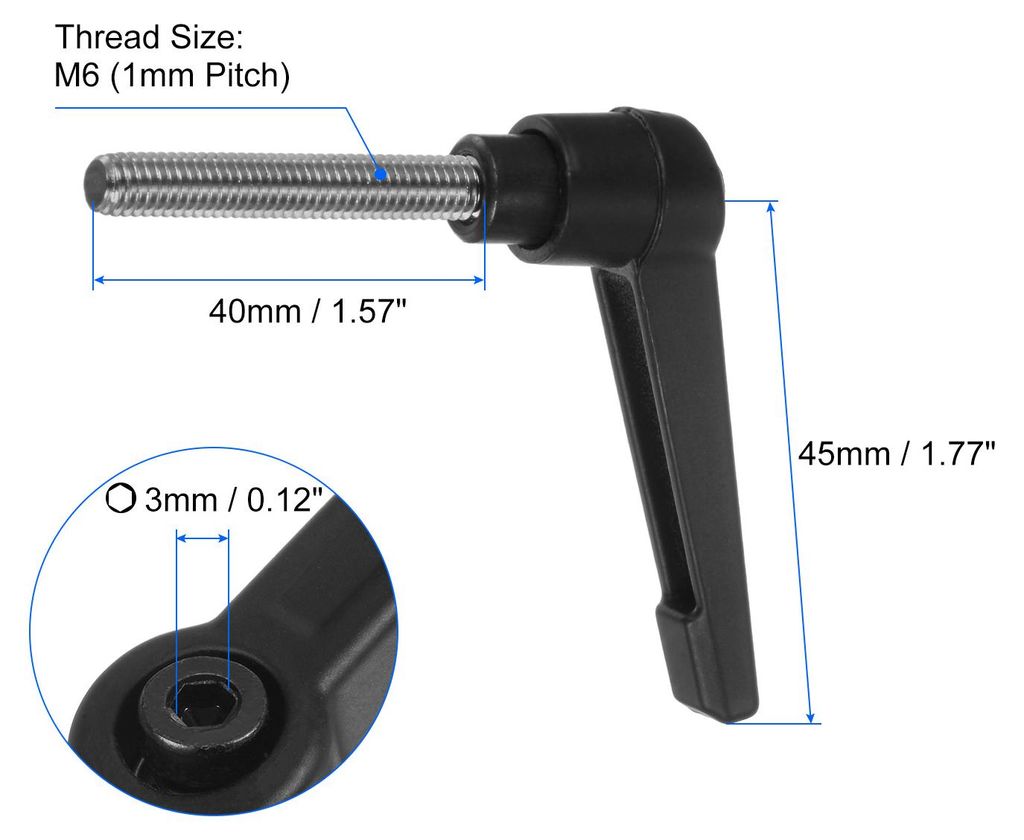 2 Stš¹ck Klemmhebel Griff M6 x 40mm Au?engewinde Schraube Edelstahl 304 mit Zinklegierung Verstellbare Handgriff Spannhebel fš¹r Werkzeugmaschi...