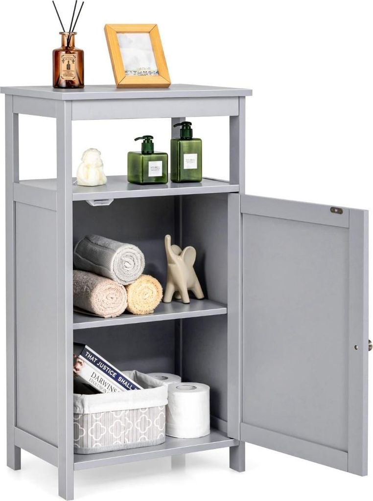 Badezimmerschrank, freistehendes Regal, verstellbar, weiß, MDF