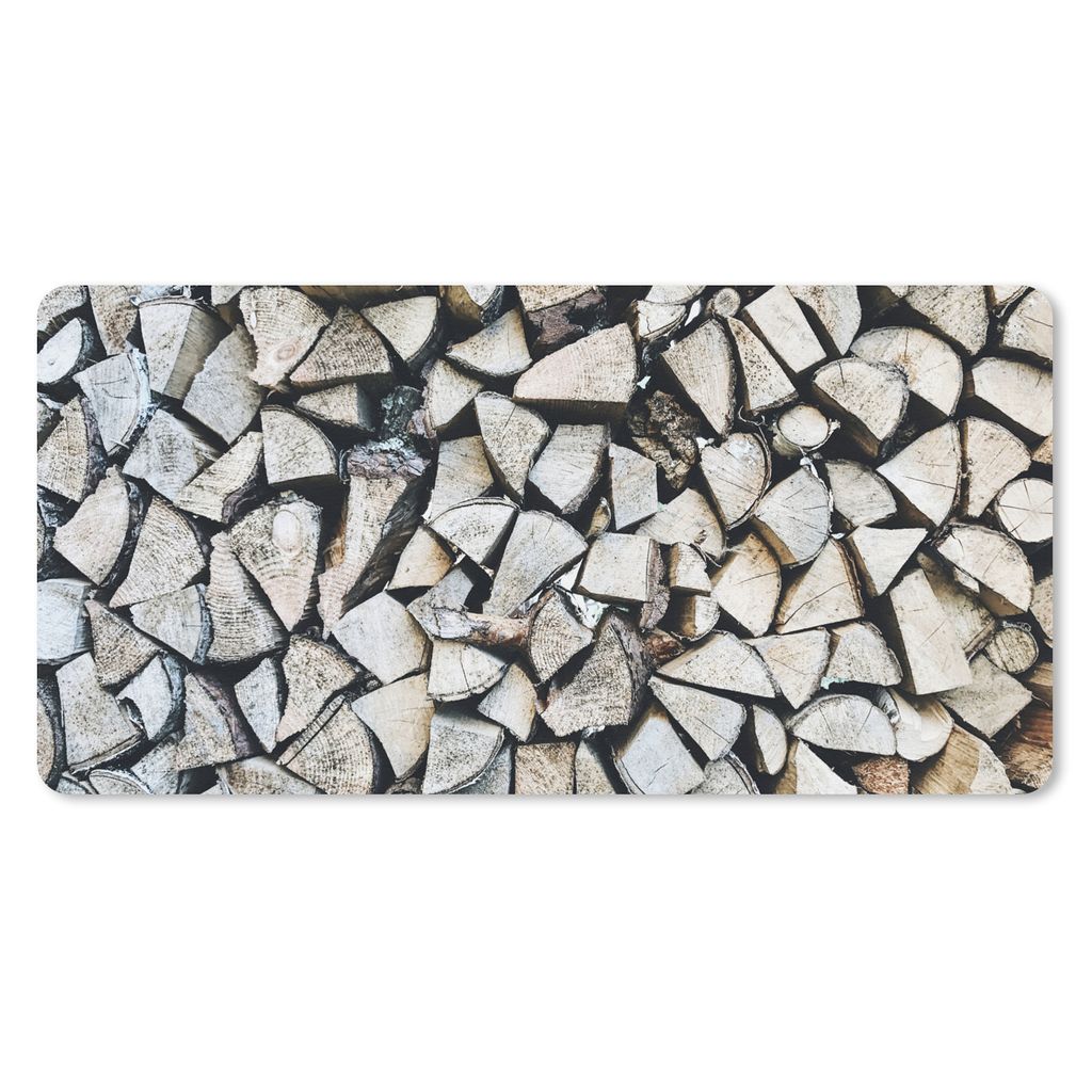 MuchoWow Schreibtischunterlage Holz - Kamin - Winter 80x40 cm - XXL Mauspad - Gaming Mauspad