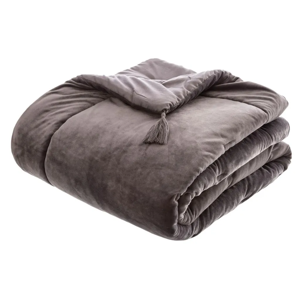 Atmosphera Sonia: Trapunta Velluto Grigio 80x180 cm per il tuo Relax