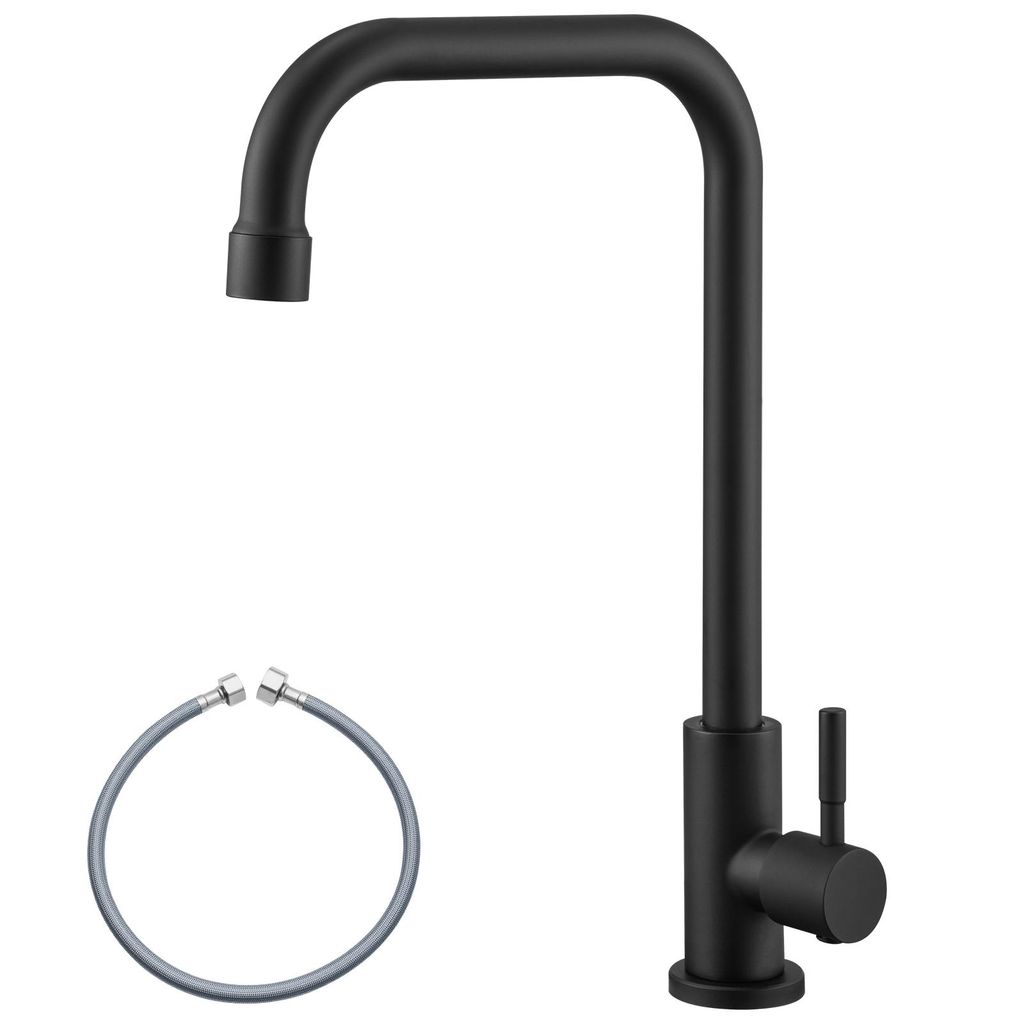 CECIPA MAX Kaltwasserhahn, 360° Drehbarer Wasserhahn Kaltwasser, Edelstahl Kaltwasser Armaturen für Küche, Gäste WC, Garten, Wohnmobil, Schwarz
